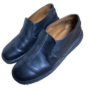 John Varvatos Black Leather Slip-On Shoes – Made in Italy – Crepe Sole - Size 10